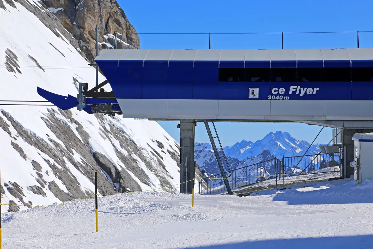 Ice Flyer chairlift station on Mount Titlis, an optional add-on from Lucerne