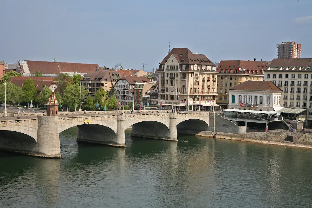Mittlere Brücke crossing the Rhine in central Basel