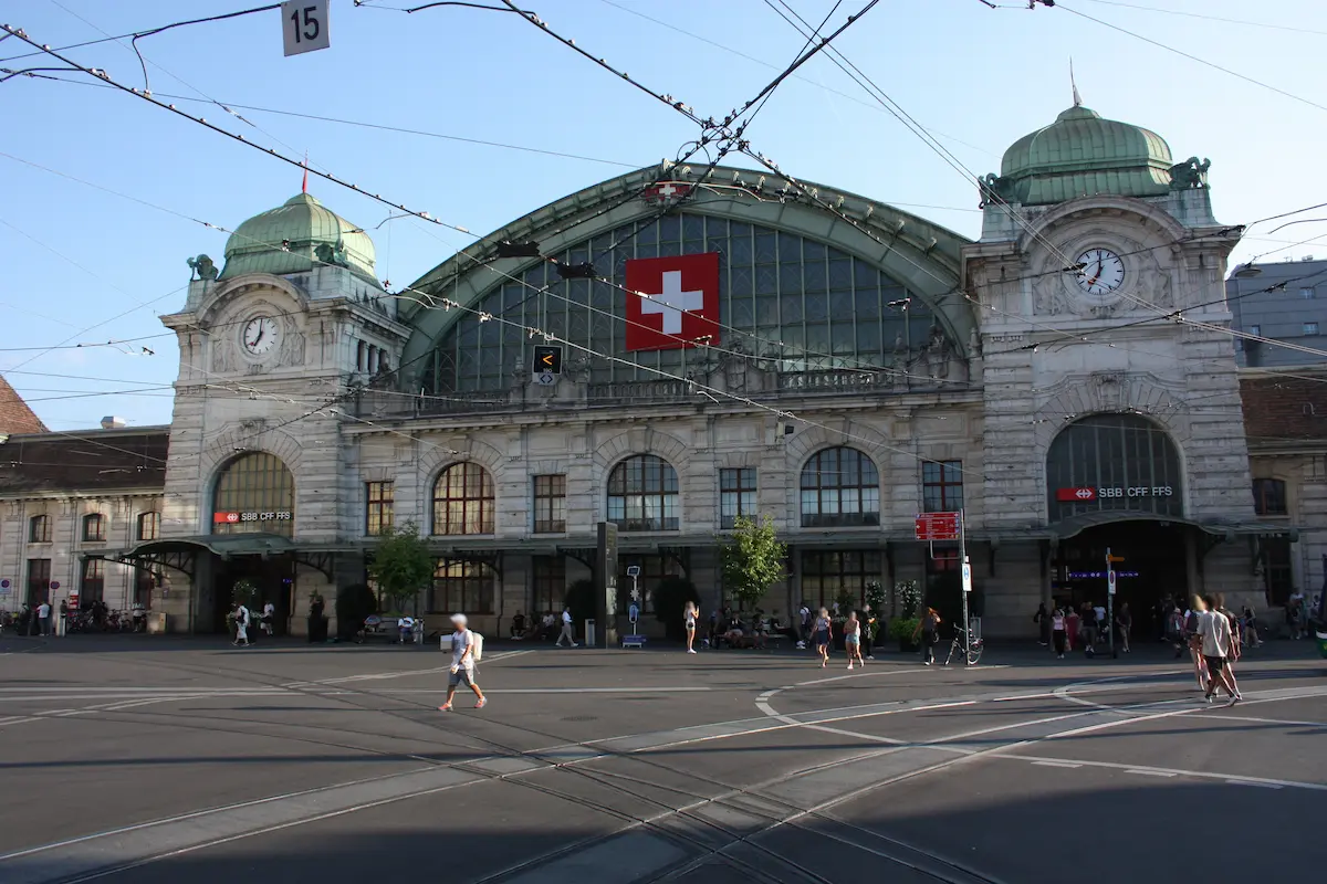 Basel SBB railway station facade at Centralbahnplatz
