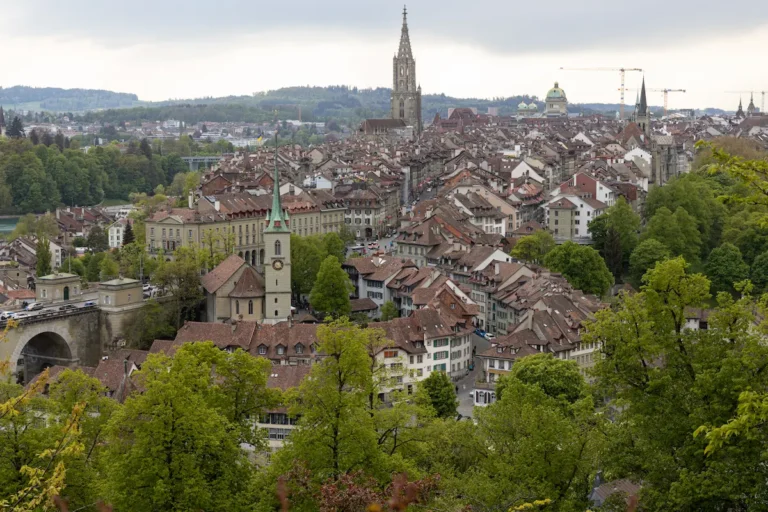 Bern Old Town and the Aare seen from Rosengarten