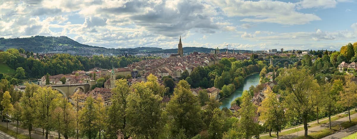 Bern one day itinerary panorama from Rosengarten over the Old Town and Aare