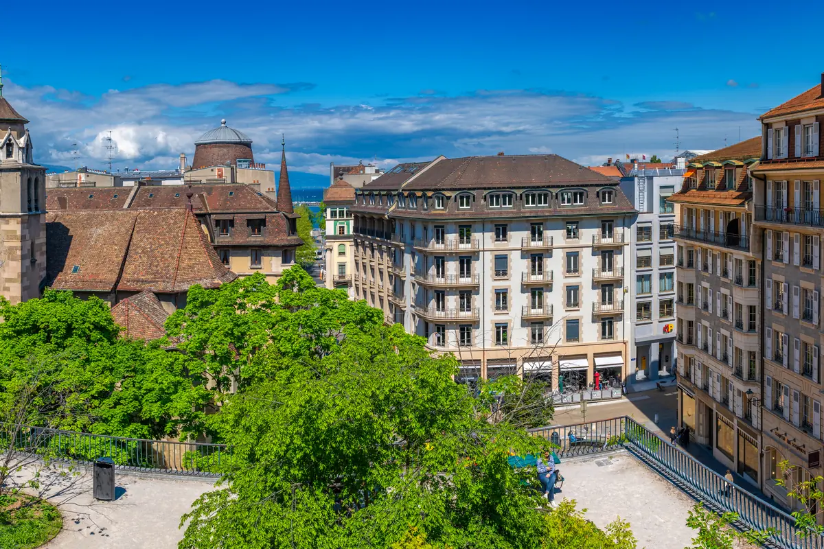 Geneva one day itinerary view across Old Town rooftops and streets