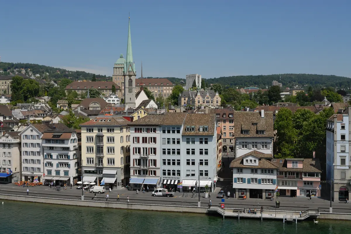 Old Town Zurich seen from Lindenhof during a short walk from Zürich HB