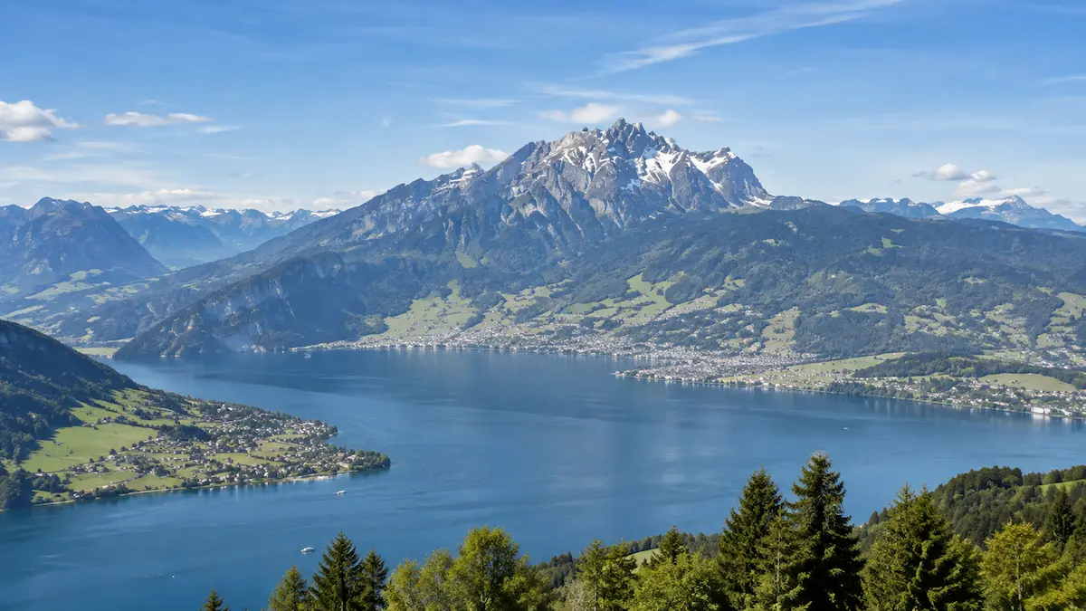 Mount Pilatus rising above Lake Lucerne in Switzerland