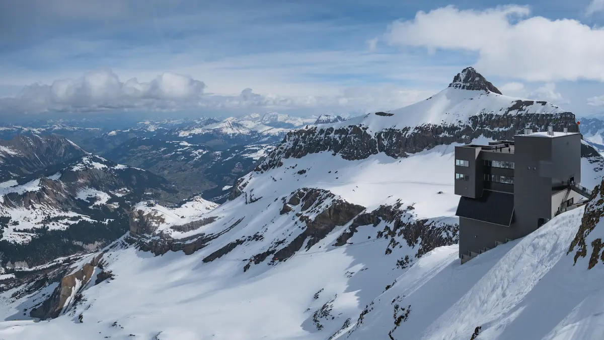 Cable car near Glacier 3000 in the Swiss Alps