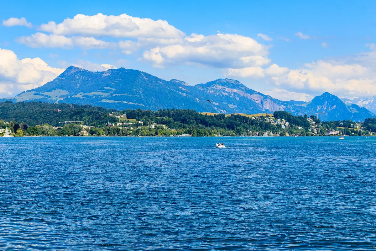 Lake Lucerne from the city of Lucerne with Mount Rigi in the distance