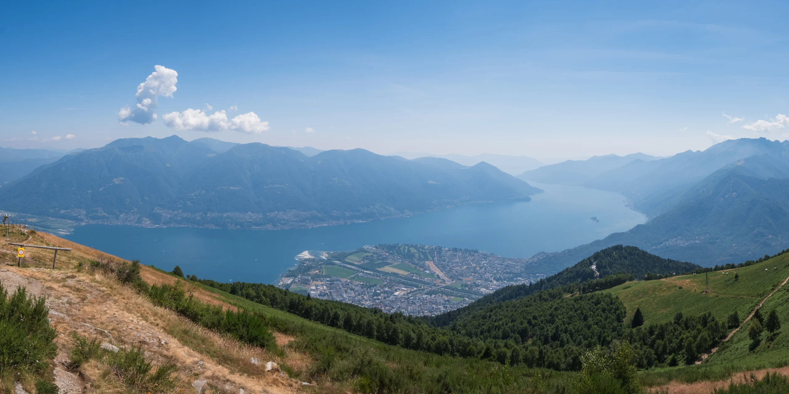 Lake Maggiore and the mountainous Ticino landscape viewed from Cimetta