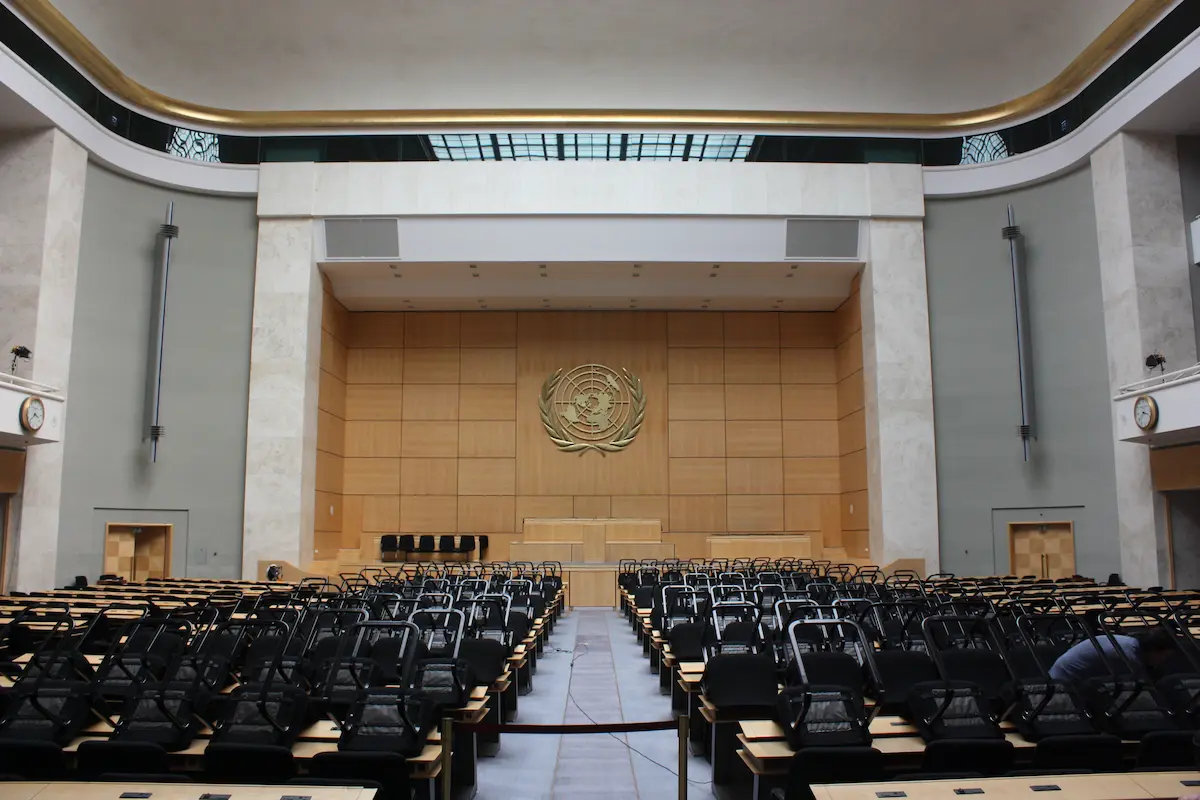Assembly Hall inside the Palais des Nations in Geneva