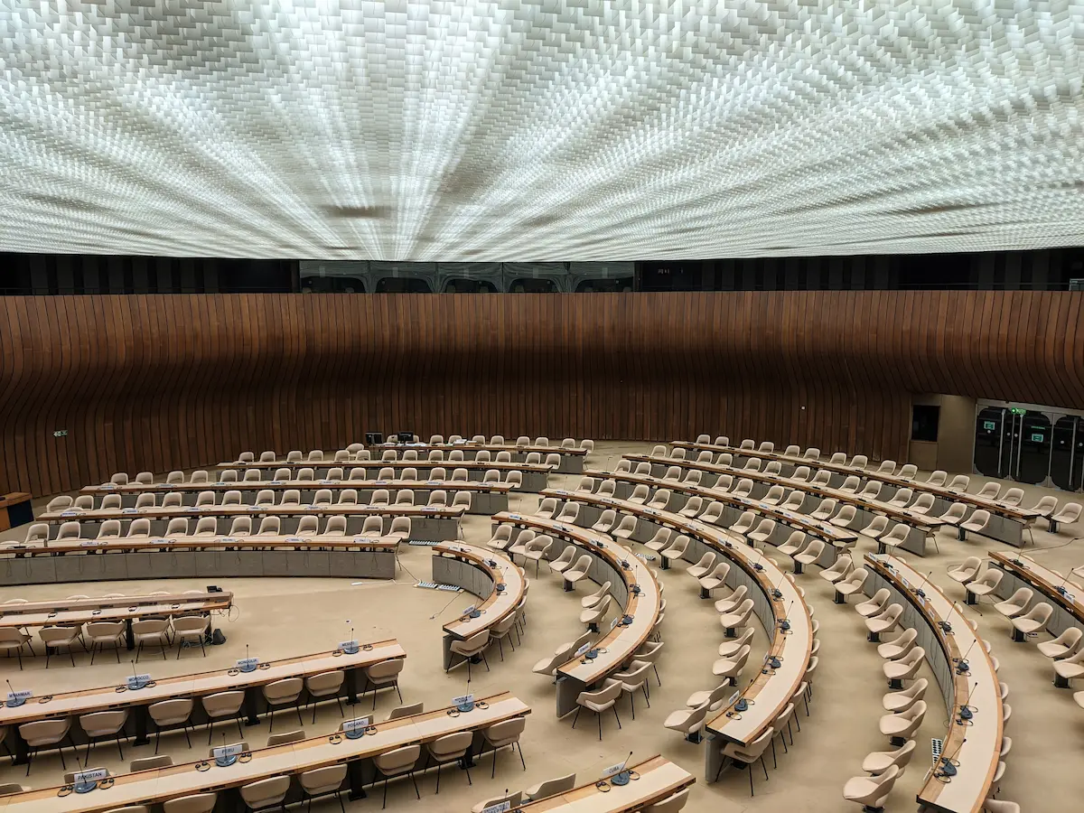 Conference Room XVIII in Building E at the United Nations Office at Geneva in 2024