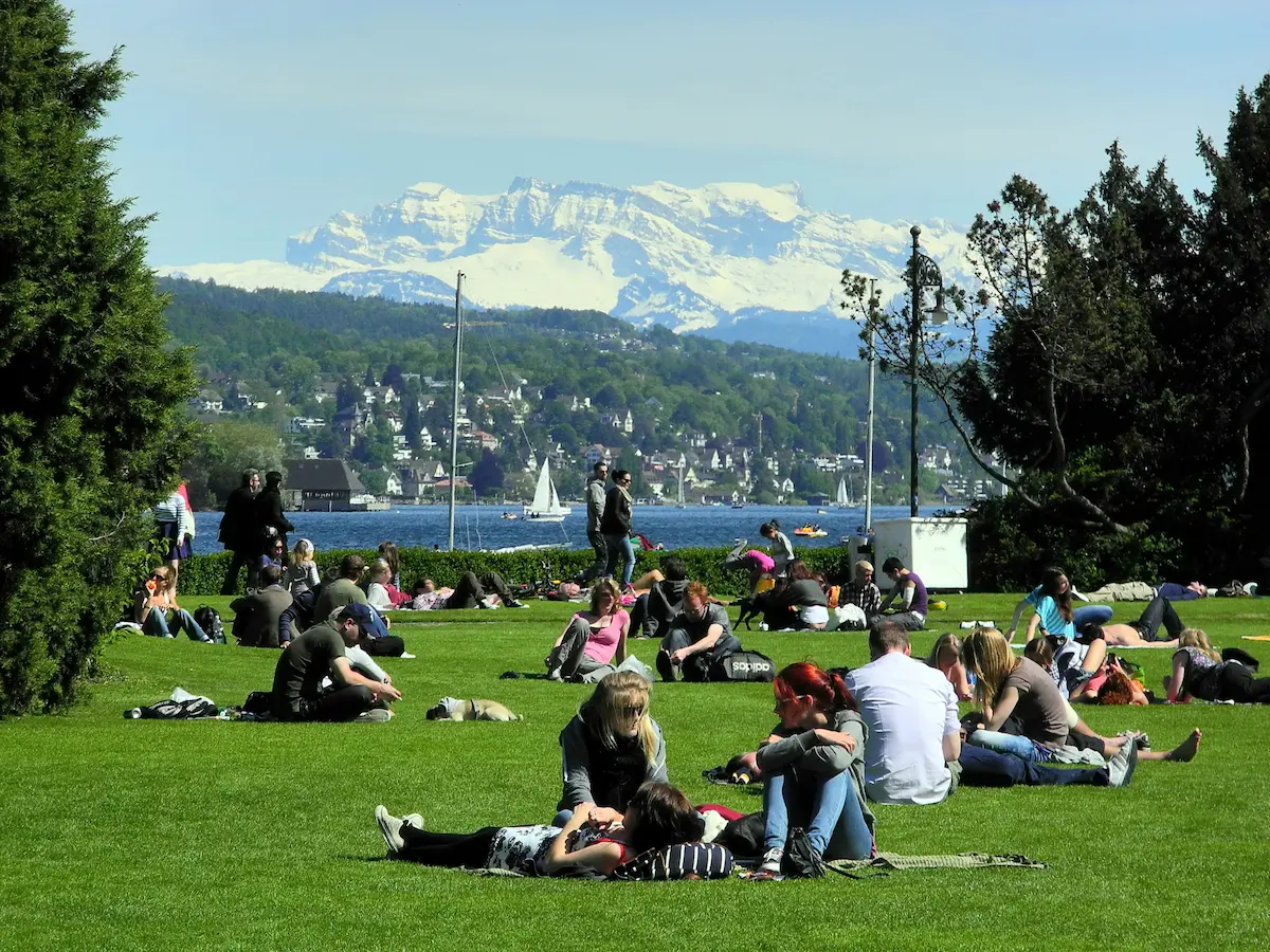 Arboretum in Zurich Enge near the Lake Zurich shore