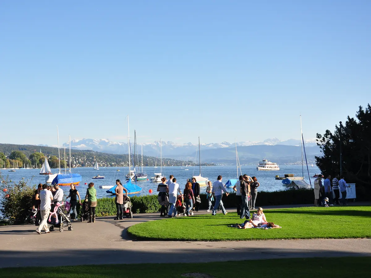 Lake Zurich seen from the Arboretum in Enge